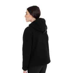 Felpa donna in pile teddy con cappuccio e zip Equestro Nero / nero