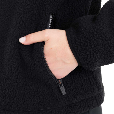 Felpa donna in pile teddy con cappuccio e zip Equestro Nero / nero