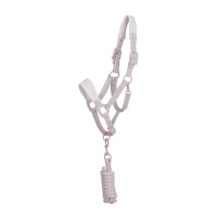 Cavezza tecnica con doppia regolazione e fibbie rivestite in gomma Equestro Viola infeltrito / bianco sabbia
