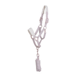 Cavezza tecnica con doppia regolazione e fibbie rivestite in gomma Equestro Viola infeltrito / bianco sabbia