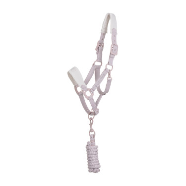 Cavezza tecnica con doppia regolazione e fibbie rivestite in gomma Equestro Viola infeltrito / bianco sabbia