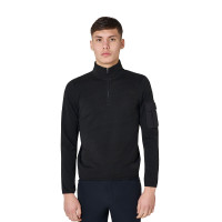 Felpa uomo collo alto in pile con zip a 3/4 Equestro Nero
