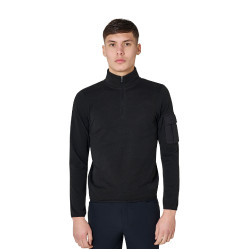 Felpa uomo collo alto in pile con zip a 3/4 Equestro Felpa uomo collo alto in pile con zip a 3/4 Equestro