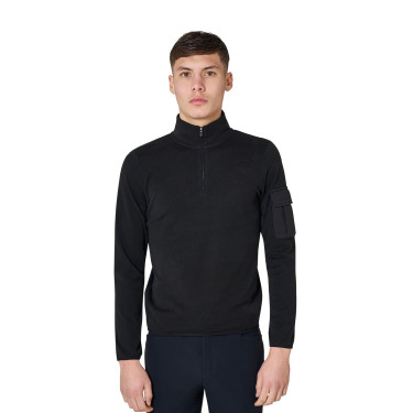 Felpa uomo collo alto in pile con zip a 3/4 Equestro Felpa uomo collo alto in pile con zip a 3/4 Equestro