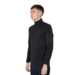 Felpa uomo collo alto in pile con zip a 3/4 Equestro Felpa uomo collo alto in pile con zip a 3/4 Equestro