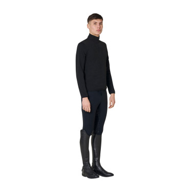 Felpa uomo collo alto in pile con zip a 3/4 Equestro Felpa uomo collo alto in pile con zip a 3/4 Equestro