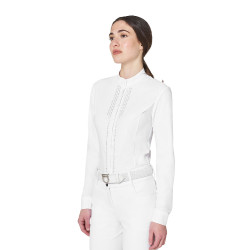 Polo da concorso da donna a camicia con strass Equestro Polo da concorso da donna a camicia con strass Equestro