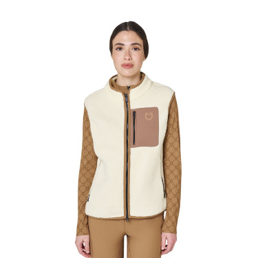 Smanicato donna in pile teddy con tasca frontale Equestro Smanicato donna in pile teddy con tasca frontale Equestro