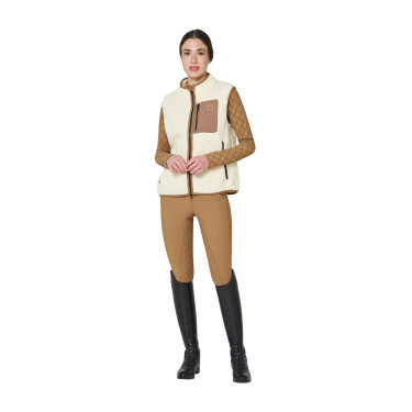 Smanicato donna in pile teddy con tasca frontale Equestro Smanicato donna in pile teddy con tasca frontale Equestro