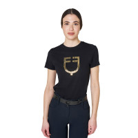 T-shirt donna con logo in lamina Equestro Nero / dorato