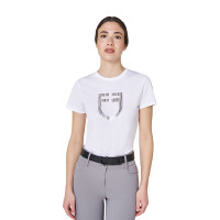 T-shirt donna con logo in lamina Equestro Bianco / argento