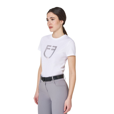 T-shirt donna con logo in lamina Equestro Bianco / argento