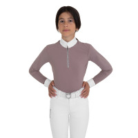 Polo da concorso bambina a manica lunga con strass Equestro bambino Palchi Beige