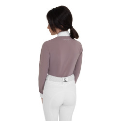 Polo da concorso bambina a manica lunga con strass Equestro bambino
