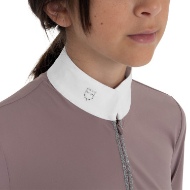 Polo da concorso bambina a manica lunga con strass Equestro bambino