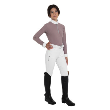 Polo da concorso bambina a manica lunga con strass Equestro bambino
