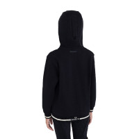 Felpa unisex bambini con cappuccio e zip frontale Equestro Nero / nero