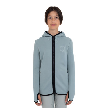 Felpa bambini unisex in pile con zip Equestro Grigio ardesia