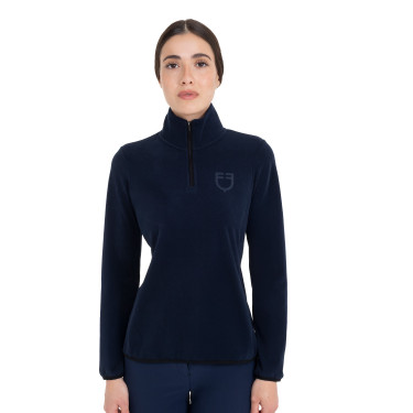Felpa donna collo alto in pile con zip a 3/4 Equestro
