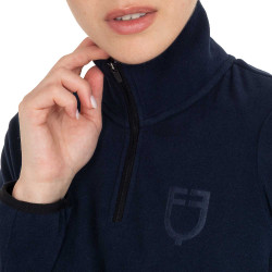 Felpa donna collo alto in pile con zip a 3/4 Equestro