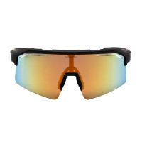 Occhiali da sole sportivi polarizzati modello Soleil Equestro Nero opaco / oro revo Giallo