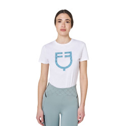 T-shirt donna con logo monogram effetto velluto Equestro