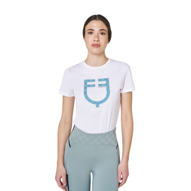 T-shirt donna con logo monogram effetto velluto Equestro