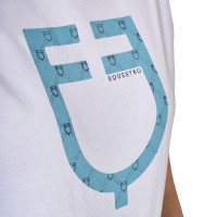 T-shirt donna con logo monogram effetto velluto Equestro Bianco / grigio ardesia