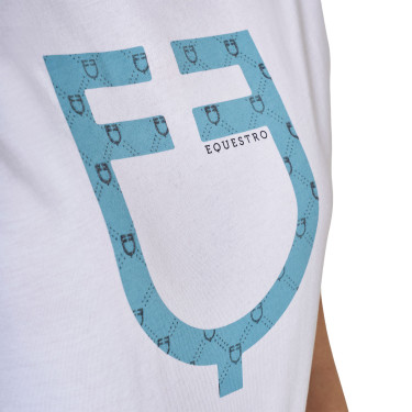 T-shirt donna con logo monogram effetto velluto Equestro