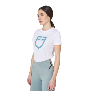 T-shirt donna con logo monogram effetto velluto Equestro