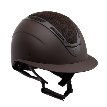 Cap Apocalypse donna calotta opaca e brillantini omologazione Astm F1163-23 Equestro Marrone caffè / marrone caffè