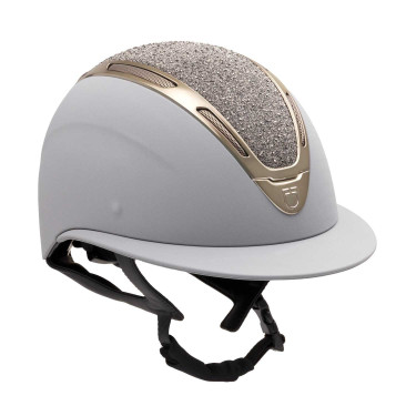 Cap Apocalypse donna con calotta rivestita e strass omologazione Astm F1163-23 Equestro Grigio ghiacciato / gmt