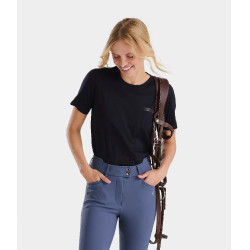 T-shirt da equitazione Horse Pilot in lana Merino da donna Notte scura Nero