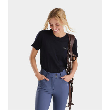 T-shirt da equitazione Horse Pilot in lana Merino da donna Notte scura Nero