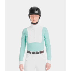 Polo da concorso Monica Horse Pilot maniche lunghe donna Verde mare