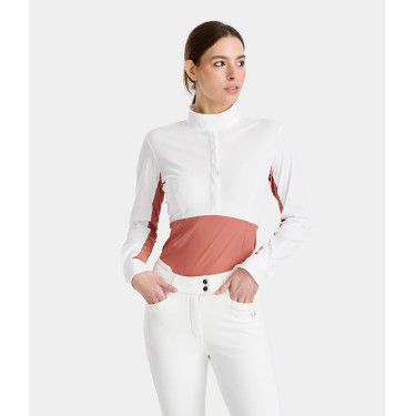 Camicia da concorso Monica Horse Pilot maniche lunghe donna Polvere di mattone Rosa Camicia da concorso Monica Horse Pilot maniche lunghe donna Polvere di mattone Rosa