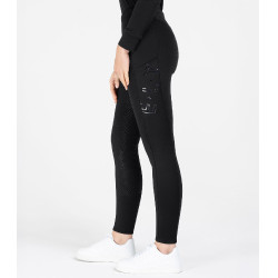 Leggings da equitazione termici ELT Rica in pile bouclé da donna Nero