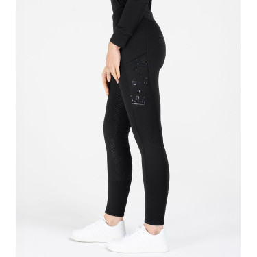 Leggings da equitazione termici ELT Rica in pile bouclé da donna Nero