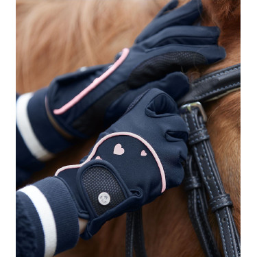 Guanti da equitazione ELT Metropolitan Heart bambino Blu notte / lucky