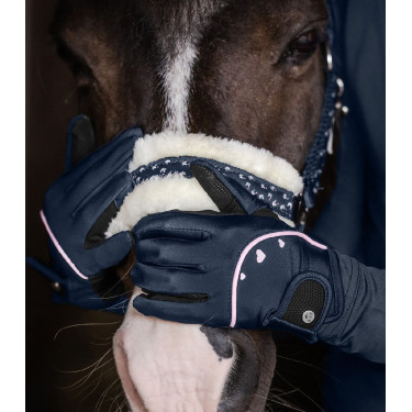 Guanti da equitazione ELT Metropolitan Heart bambino Blu notte / lucky