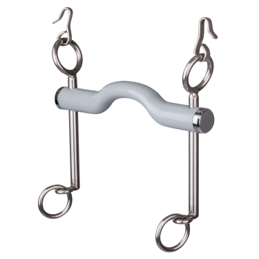 Morso da dressage Beris con cannone lungo passalingua Morbido Grigio