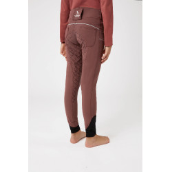Pantaloni da equitazione con fondo intero in silicone Horze Leighton Junior con tasca per telefono Bordeaux