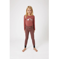 Pantaloni da equitazione con fondo intero in silicone Horze Leighton Junior con tasca per telefono Bordeaux