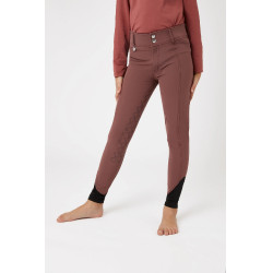 Pantaloni da equitazione con fondo intero in silicone Horze Leighton Junior con tasca per telefono Bordeaux