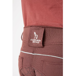 Pantaloni da equitazione con fondo intero in silicone Horze Leighton Junior con tasca per telefono Bordeaux