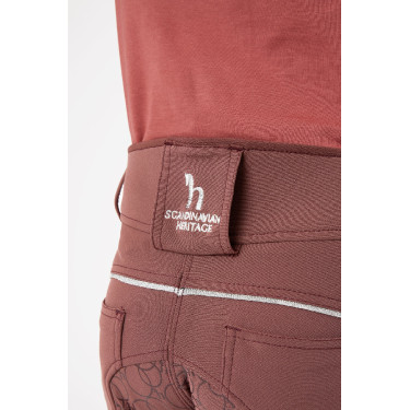 Pantaloni da equitazione con fondo intero in silicone Horze Leighton Junior con tasca per telefono Bordeaux