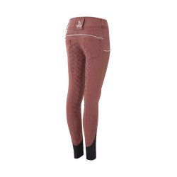 Pantaloni da equitazione con fondo intero in silicone Horze Leighton Junior con tasca per telefono Bordeaux