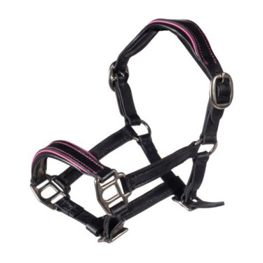 Capezzina in cuoio Manchester Hobby Horsing HKM Nero / fucsia