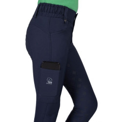 Pantaloni HKM Maui da bambino con fondo integrale in silicone Blu profondo Pantaloni HKM Maui da bambino con fondo integrale in silicone Blu profondo