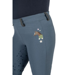Leggings HKM Pony Dream II con grip in silicone integrale Blu grigio
